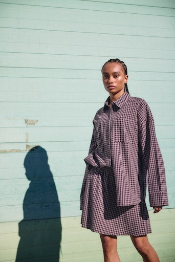 Noisy May - Nmhailey Zoe L/S Check Shirt Tnt/17 - 5185420 Demitasse Birch