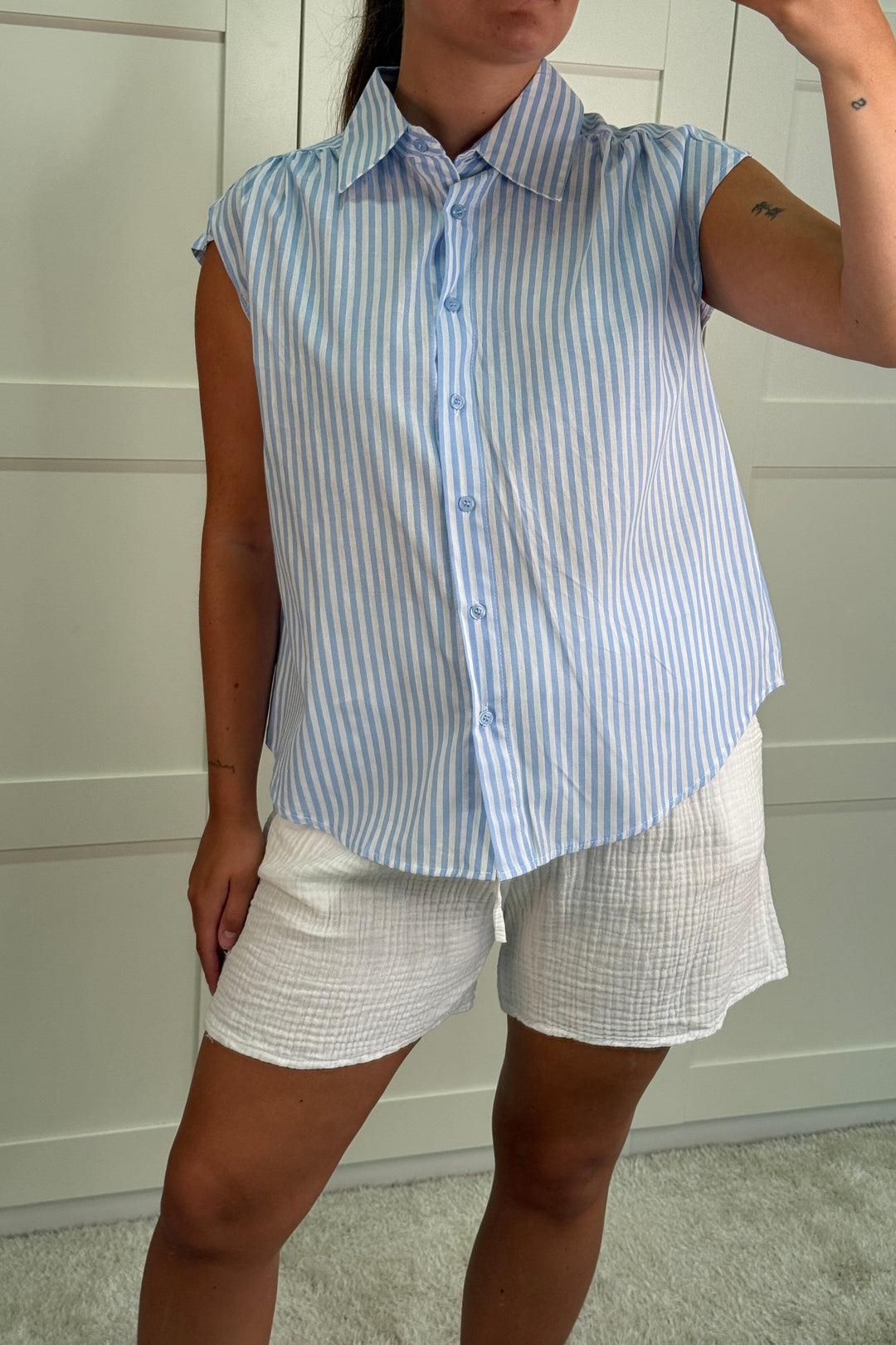 A-bee - Apolline Stripe Top - Blue Toppe 
