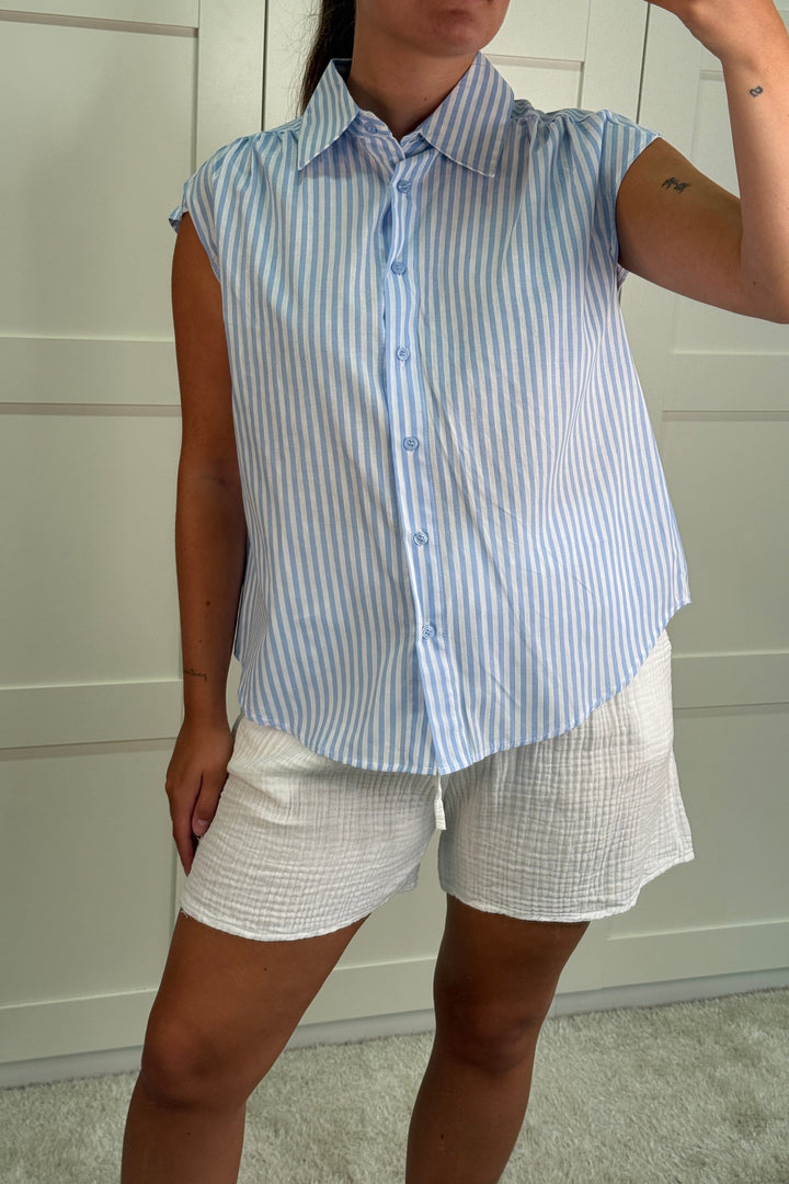 A-bee - Apolline Stripe Top - Blue Toppe 