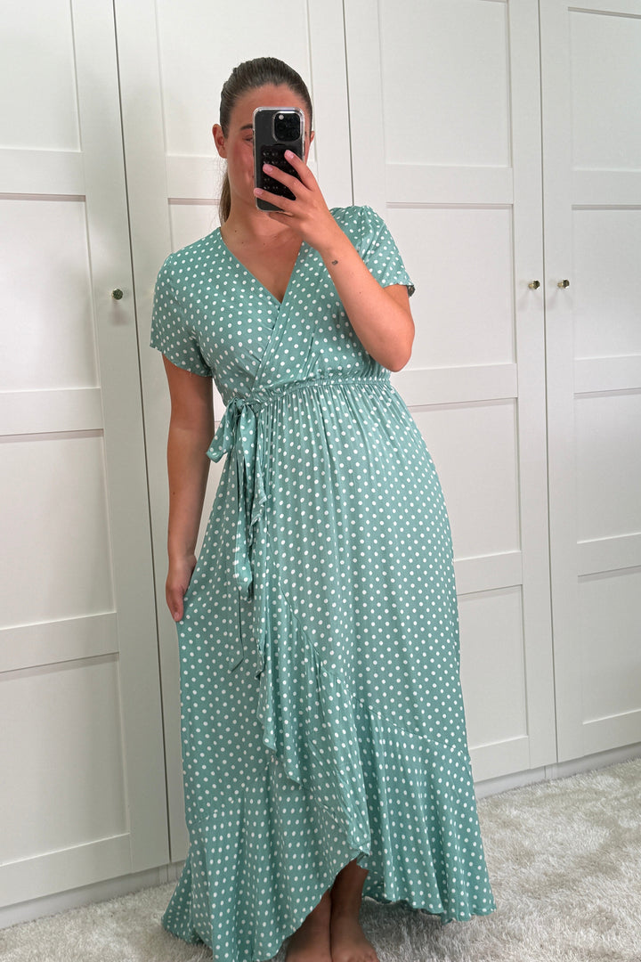 A-bee - Ginevra Dot Wrap Dress - Green Kjoler 