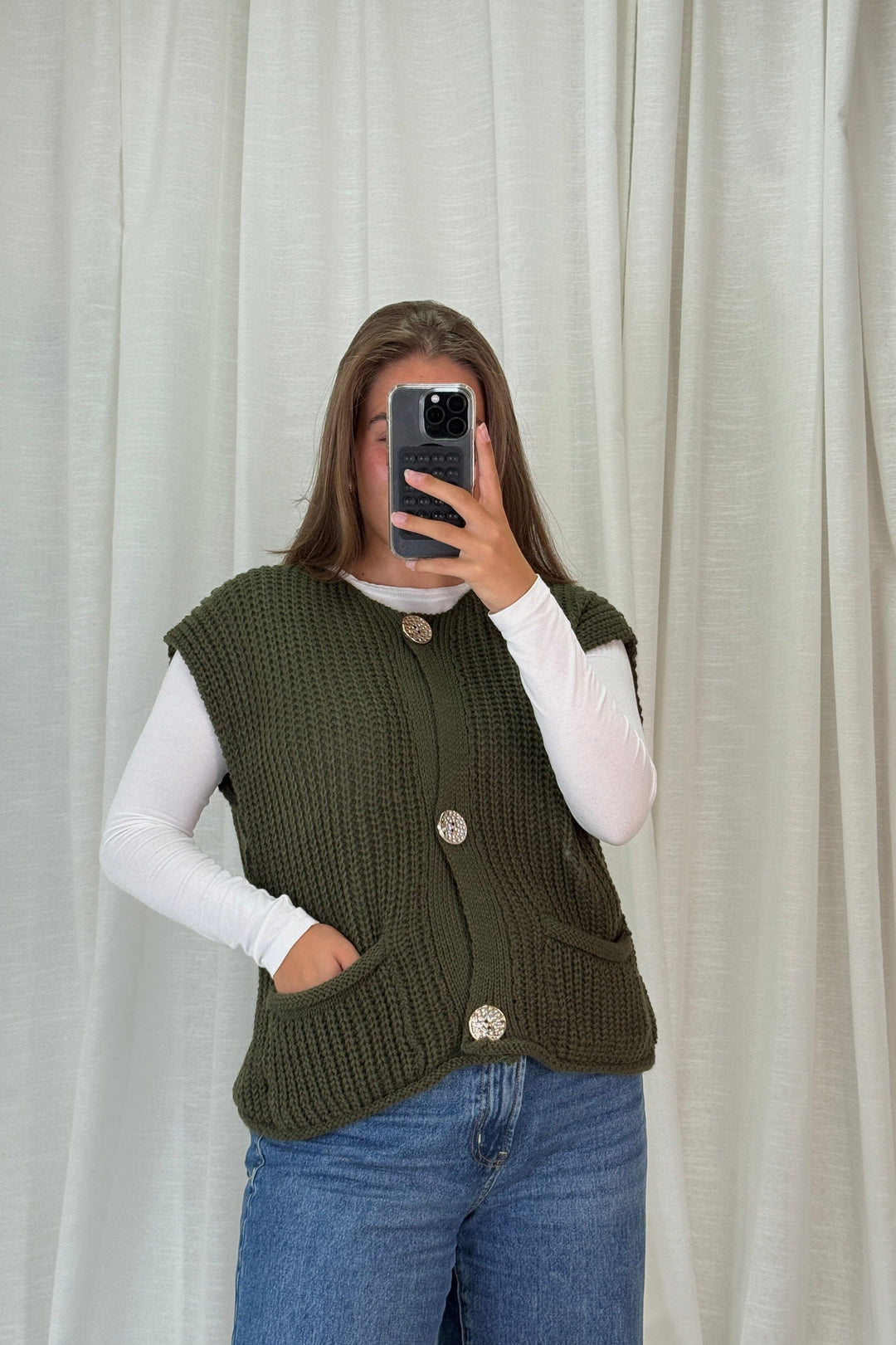 A-bee - Marya Vest - Khaki Veste 