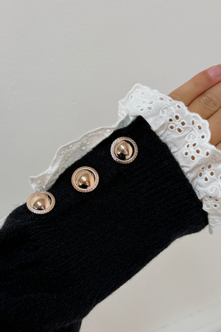 A-bee - Mirielleknit Sweater - Black Strikbluser 