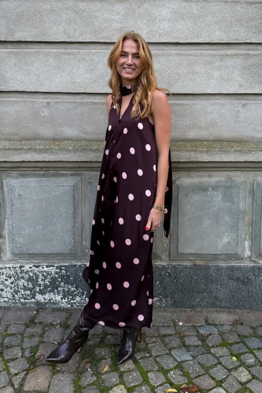 A-View - Emily Dot Dress AV8191 - 373 - Bordeaux/Rose Kjoler 