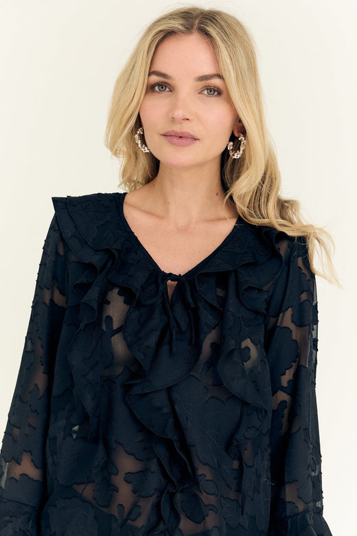 A-View - Floretta Blouse AV6090 - 999 - Black Bluser 