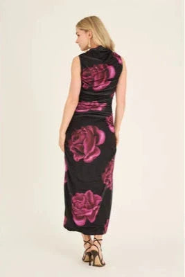 A-View - Ophelia Dress AV7017 - 163 - Black/Pink Kjoler 
