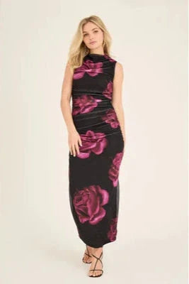 A-View - Ophelia Dress AV7017 - 163 - Black/Pink Kjoler 