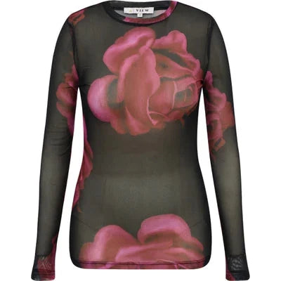 A-View - Silke Blouse AV7018 - 163 - Black/Pink Bluser 
