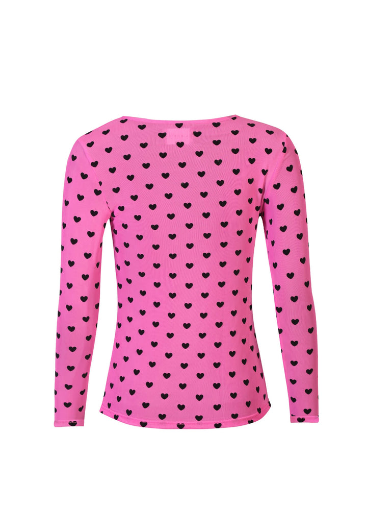 Liberte - Mesh Ls Tshirt, Flock 22081 - Dark Pink Heart
