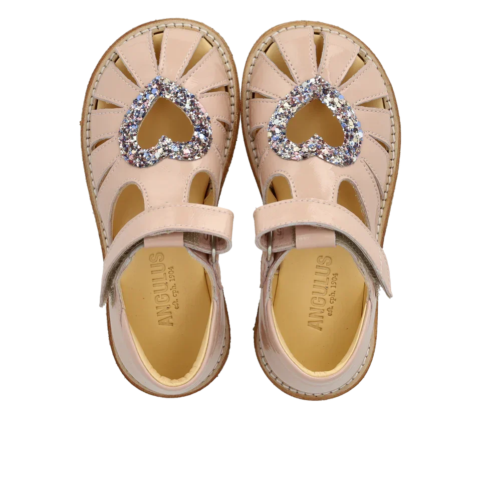Angulus - Hjertesandal Med Funklende Glitter Hjerte 5186-202 - 3282/3296 Rosebud/pastel Multi Glitter Sandaler 