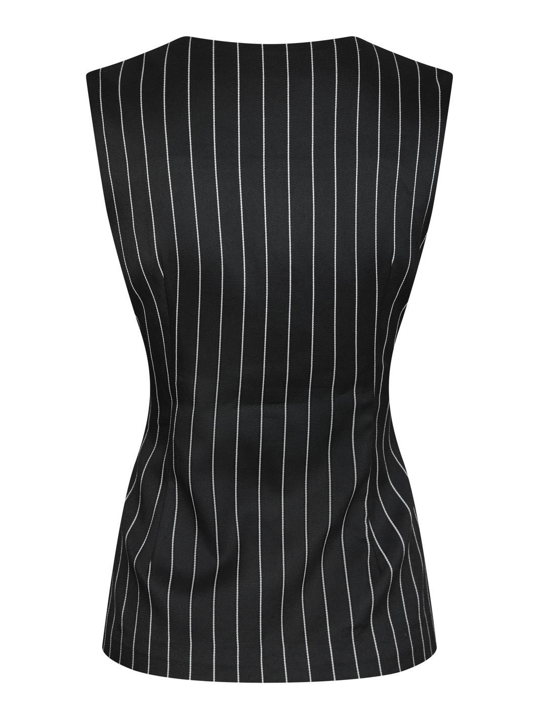 Précommande - Yellow Lane - Alva Stripe Waistcoat 165673 - 100 - Black