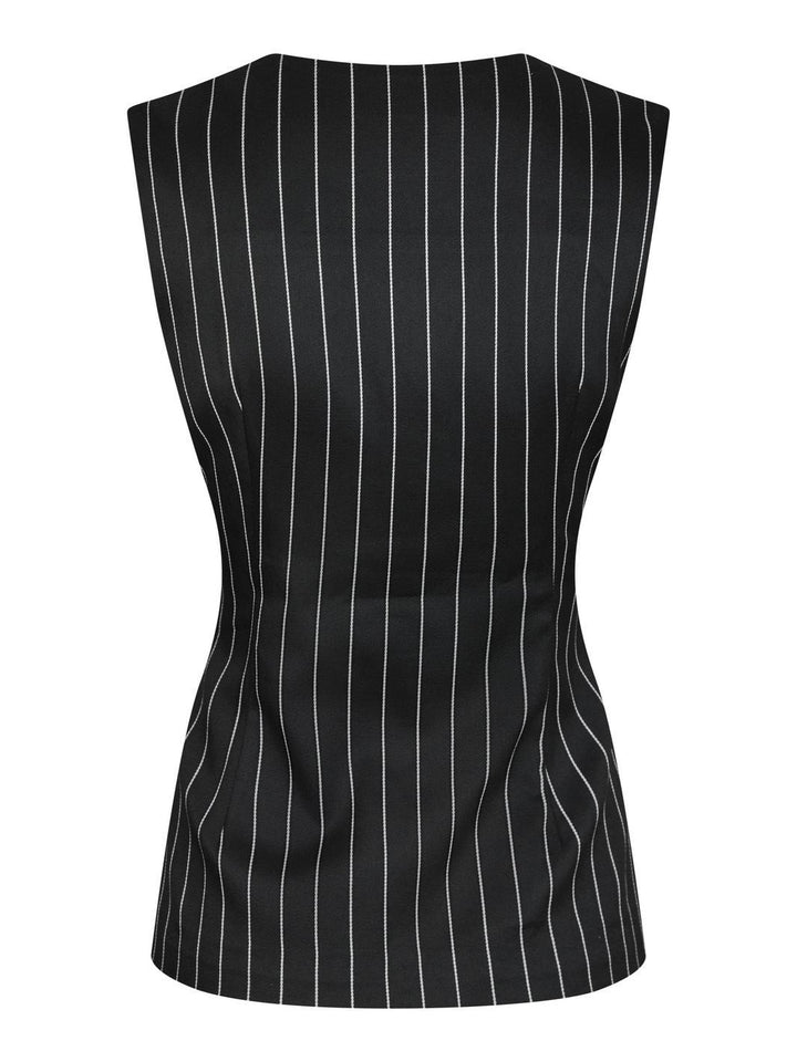 Précommande - Yellow Lane - Alva Stripe Waistcoat 165673 - 100 - Black