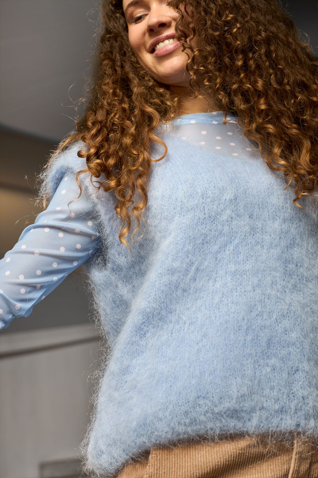 Black Colour - Bcannie Mesh Blouse 3846 - Shirts - Lt. Blue Dot