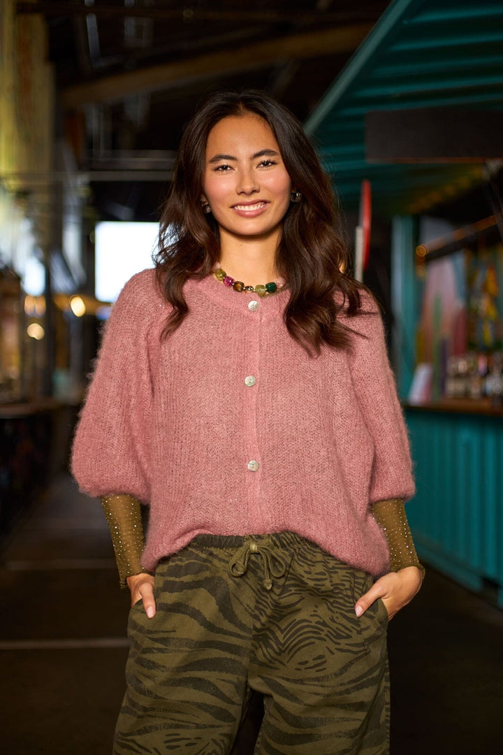 Black Colour - Bcbjoerk Patent Knit Cardigan 1251 - Warm Rose