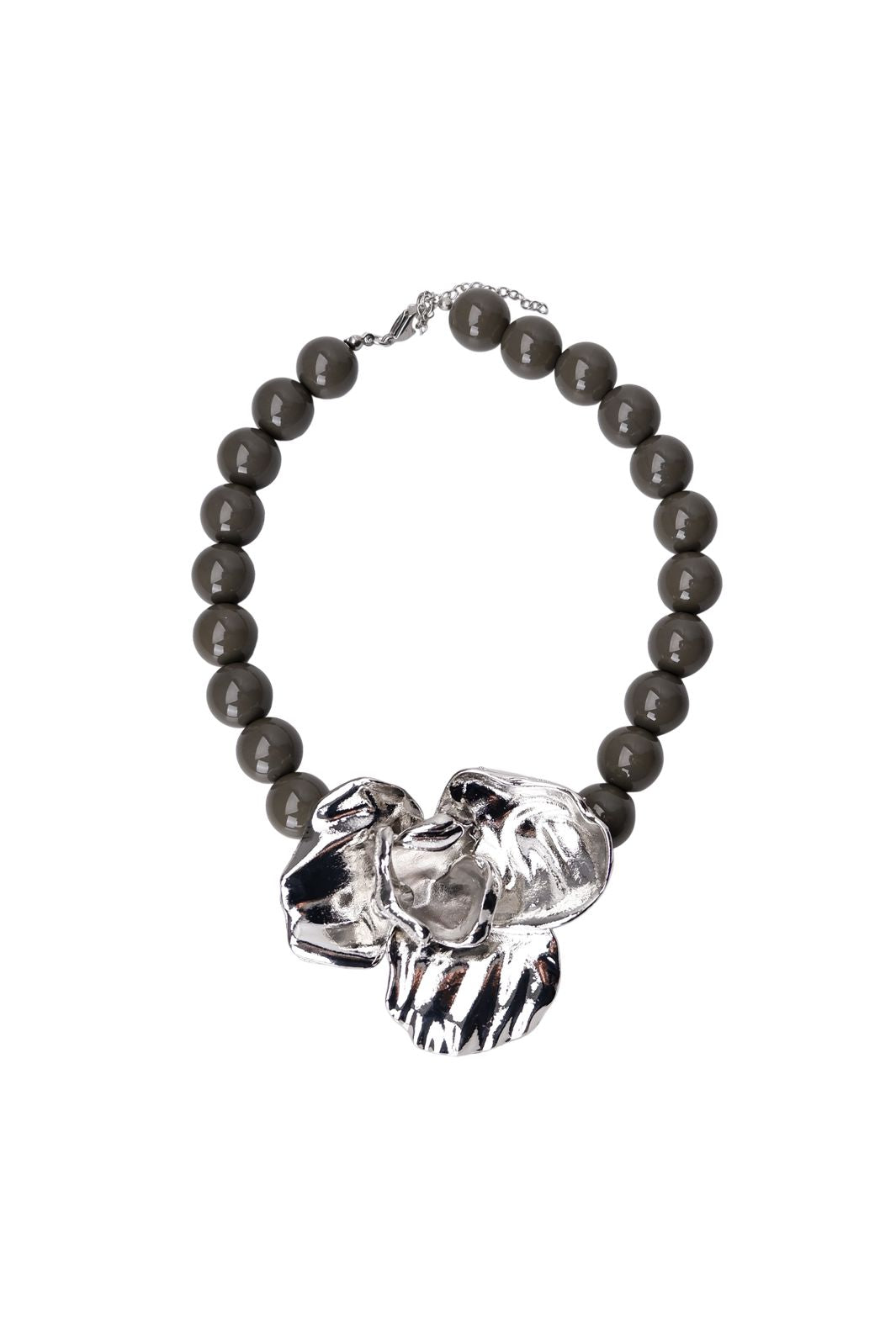 Black Colour - Bccastelli Flower Necklace 4519 - Asphalt / Silver Coloured