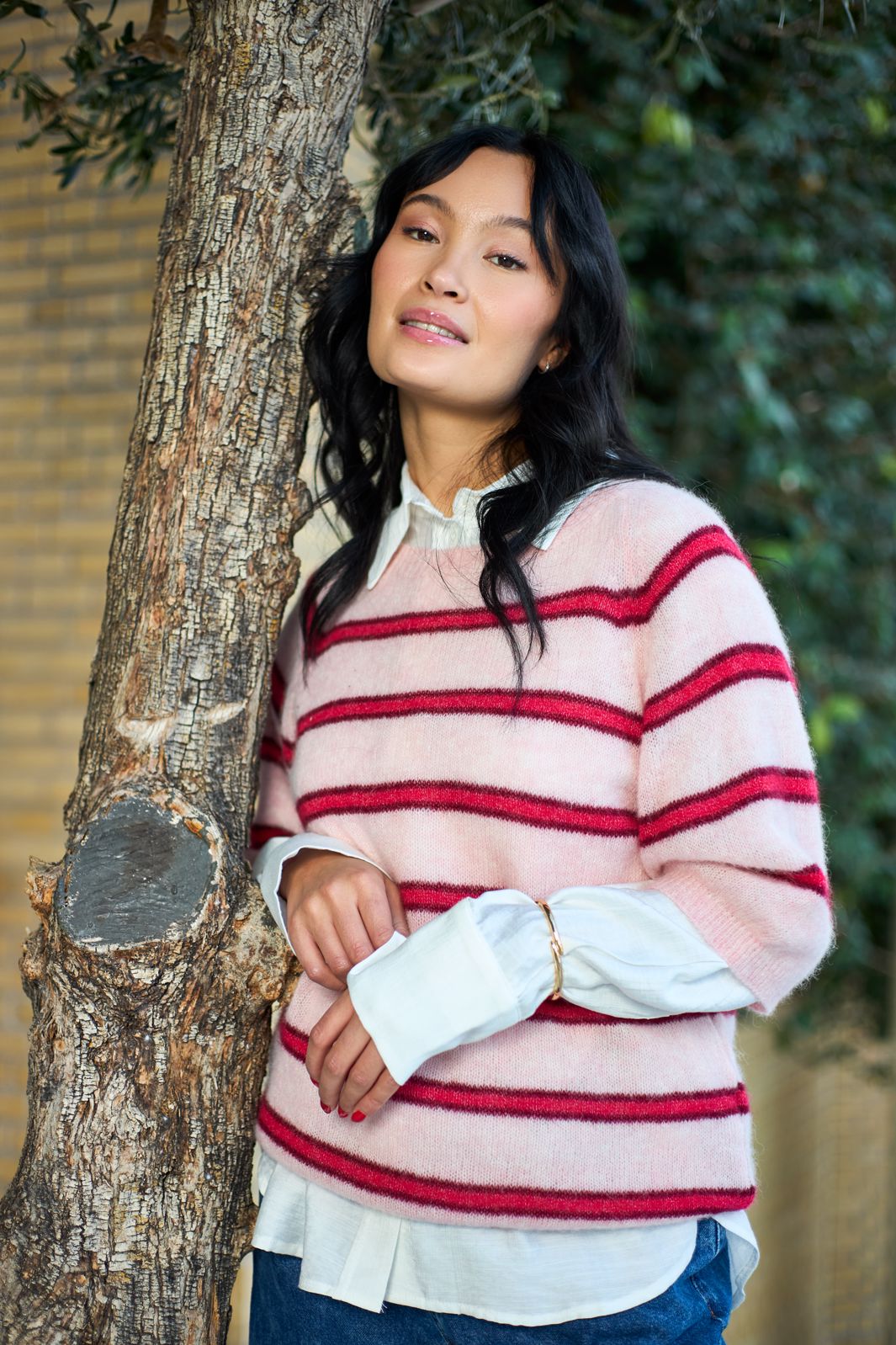 Black Colour - Bcdell Ss Jumper 1246 - Rose Red