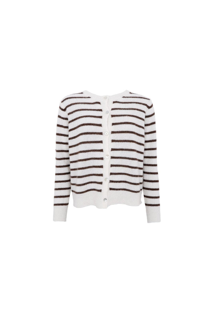 Black Colour - Bcdell Striped Knit Cardigan 1197 - Off White