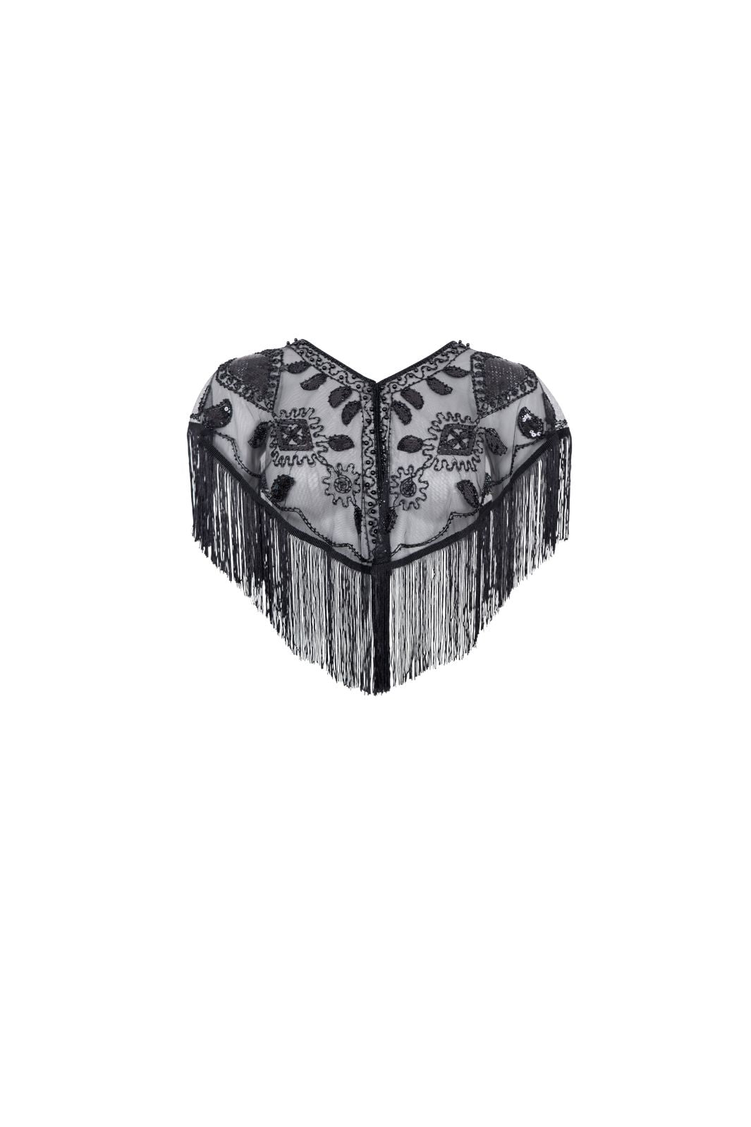 Black Colour - Bcfanya Sequin Fringle Cape 4583 - Black