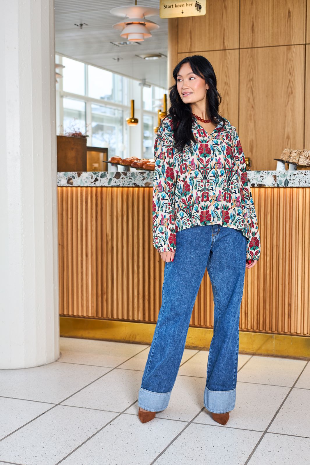 Black Colour - Bcizzy Denim Panel Pant 41076 - Mid Blue