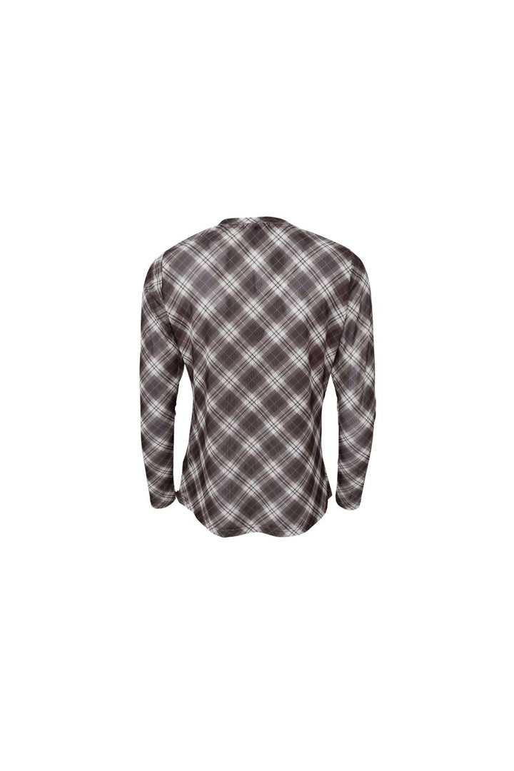 Black Colour - Bckamma Mesh Blouse 42000 - Shirts,Mesh & Basic Blouses - Brown Tartan