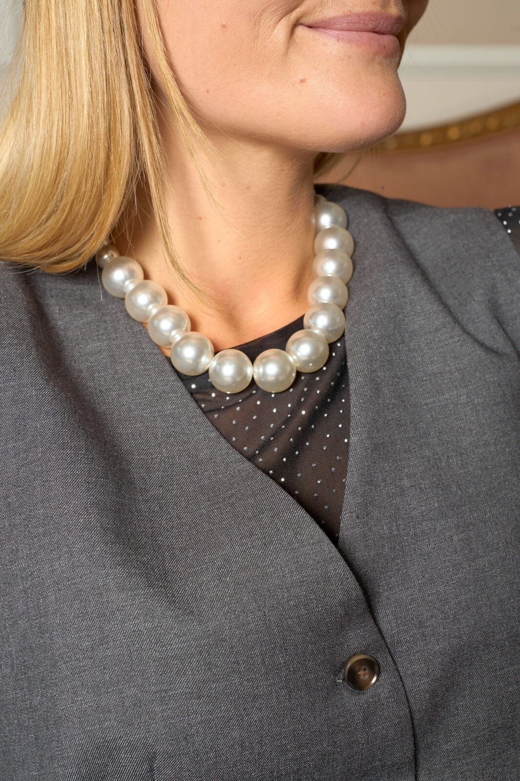 Black Colour - Bckitt Beaded Necklace 4586 - Off White
