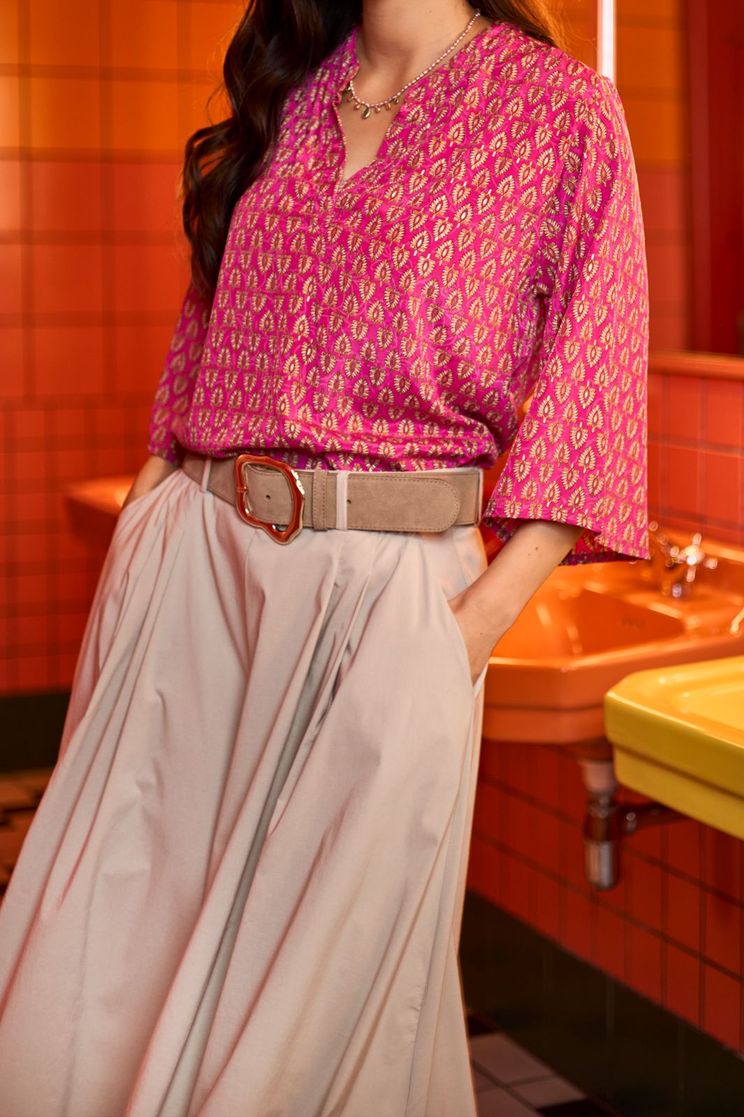 Black Colour - Bcluna Flared Sleeve Blouse 39242 - Savannah Pink