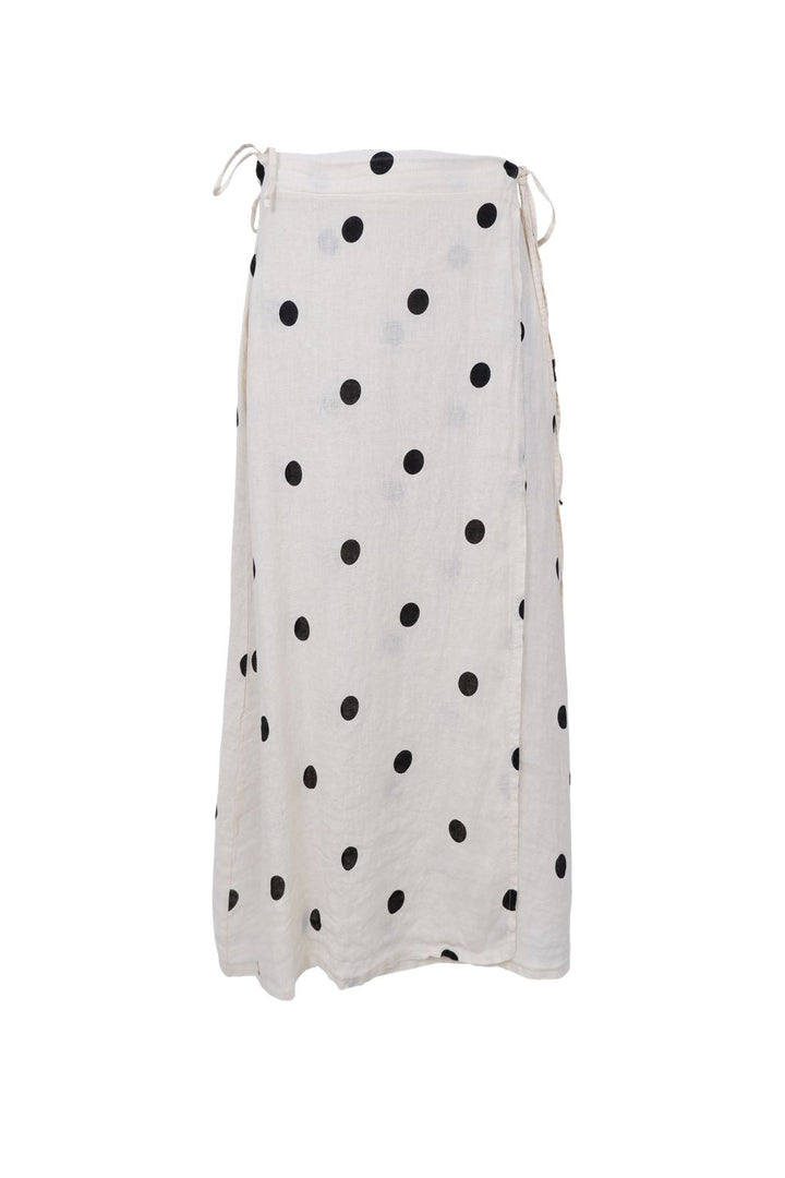Black Colour - Bcmelina Linen Wrap Skirt 41103 - Dot