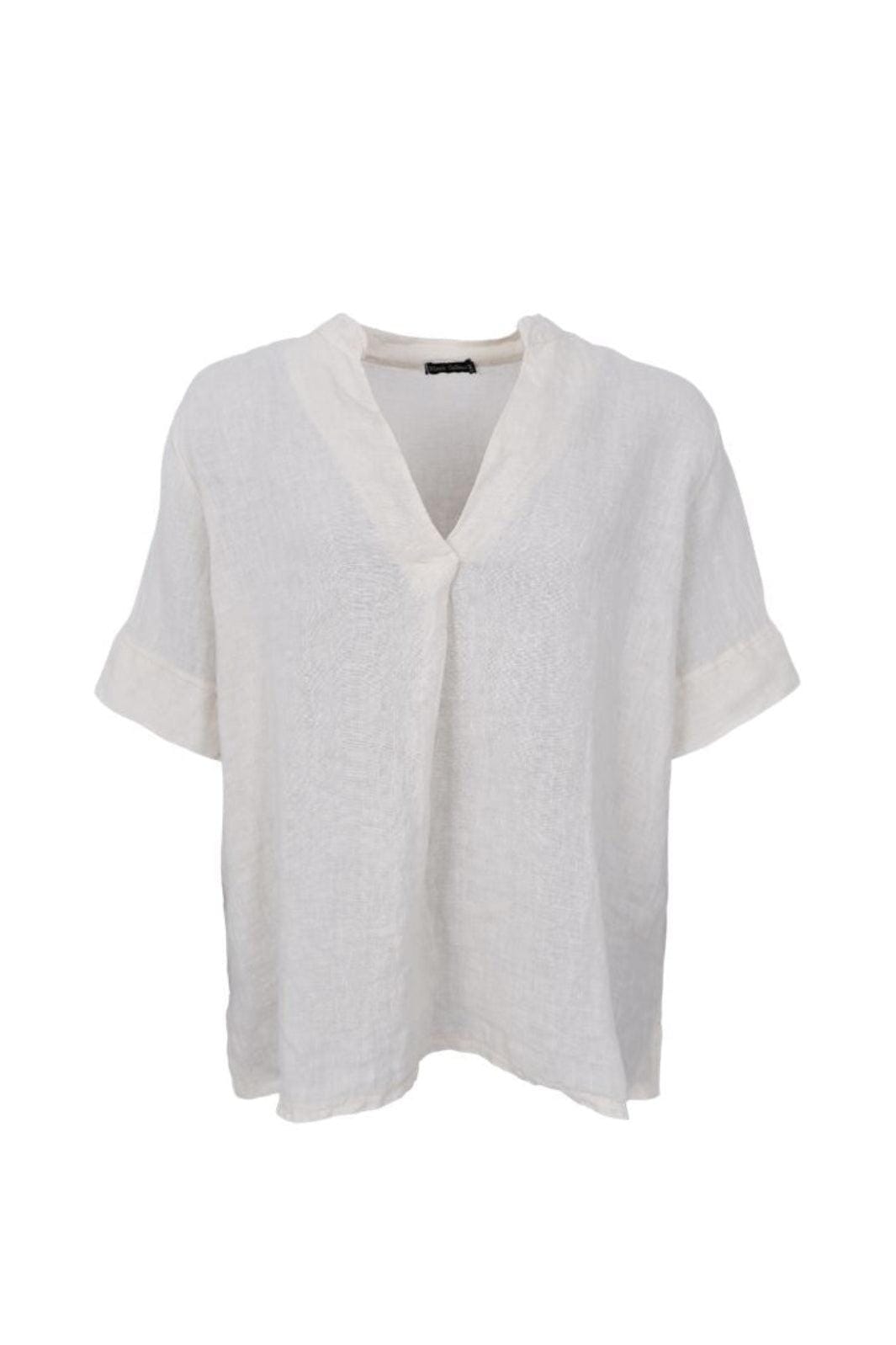 Black Colour - Bcmelina Ss Linen Blouse 40842 - Vanilla Bluser 