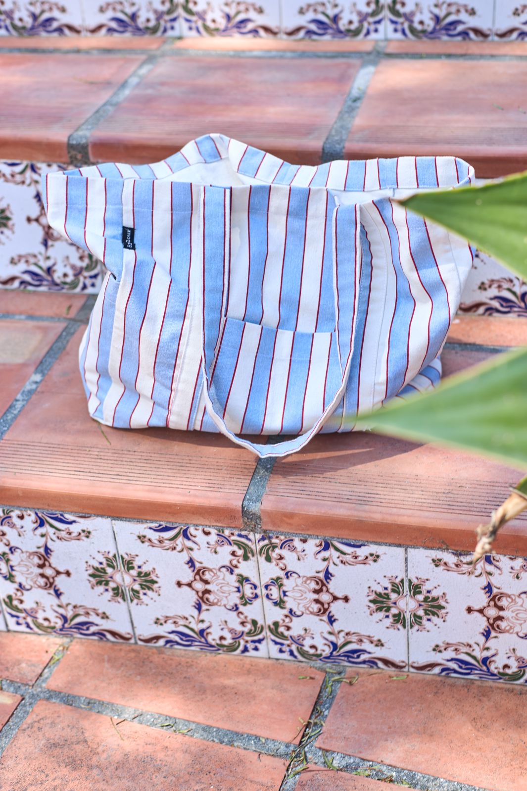 Black Colour - Bcnella Canvas Bag 9377 - Blue Stripe