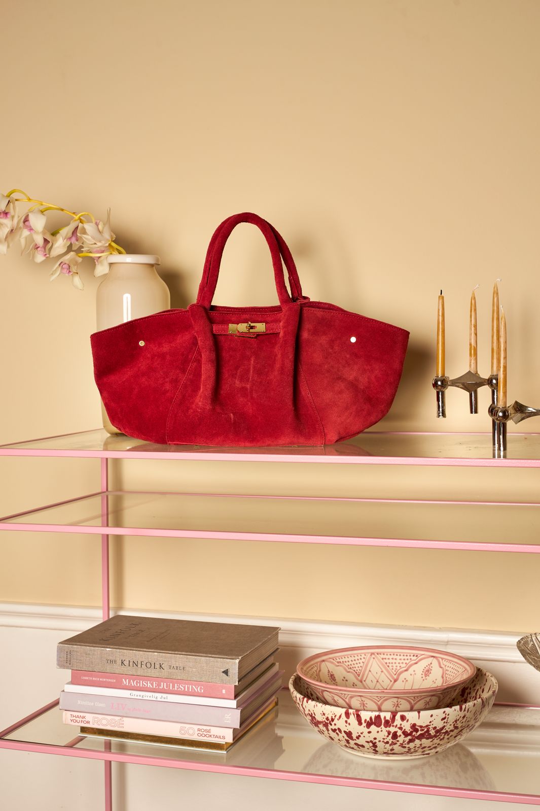 Black Colour - Bcsienna Suede Totebag 9373 - Red