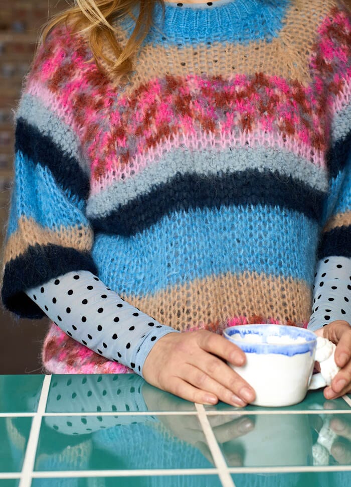 Black Colour - Bcsophie Striped Jumper 1242 - Blue Multi Strikbluser 