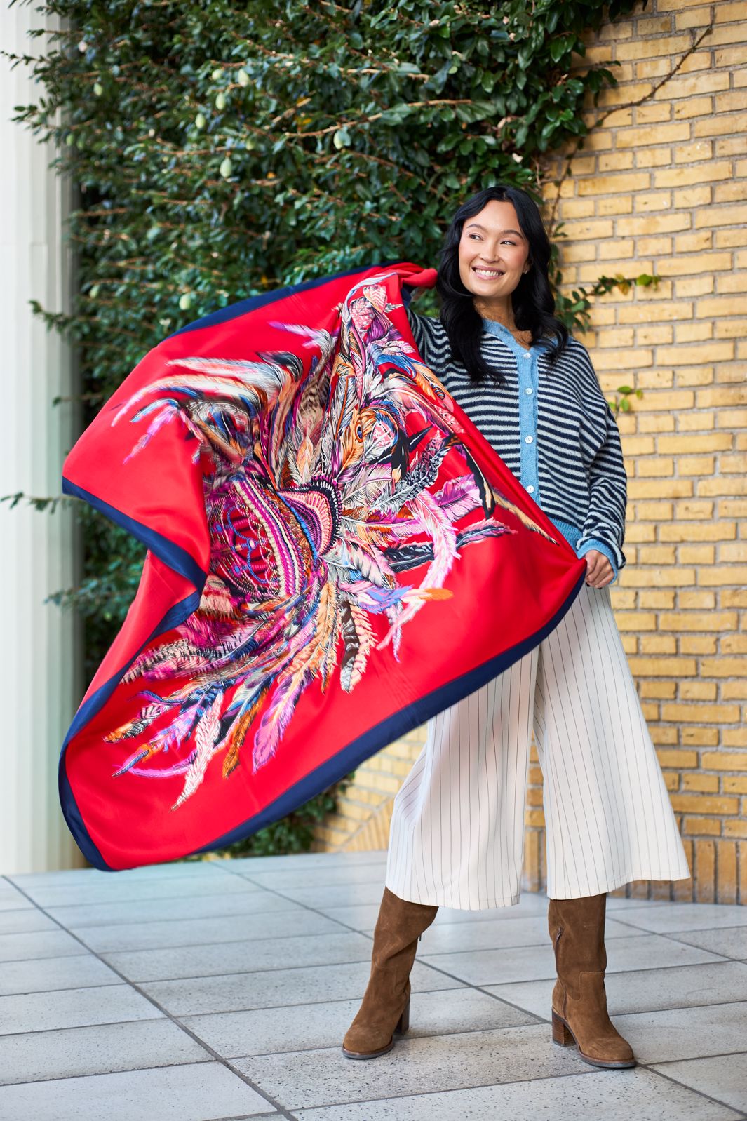 Black Colour - Bctalula Satin Scarf 208431 - Red