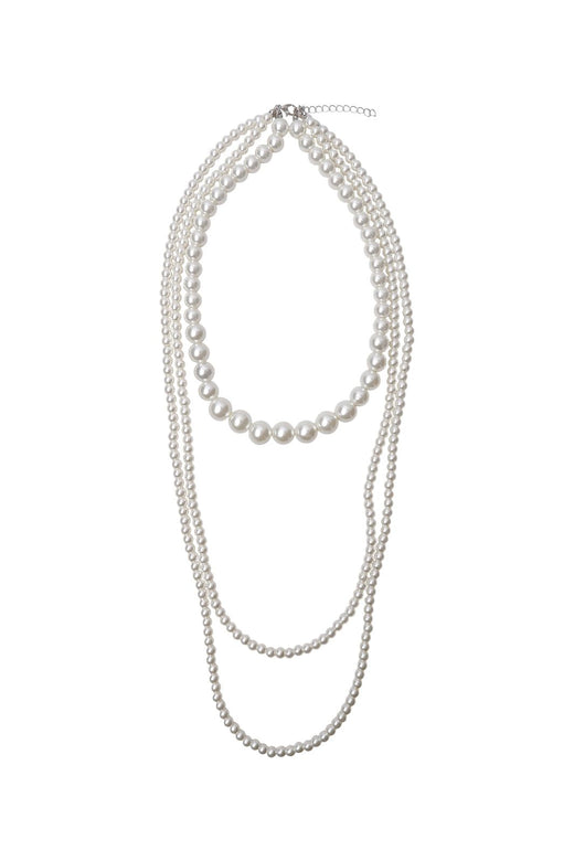 Black Colour - Bctia Tripple Beaded Necklace 4587 - Off White