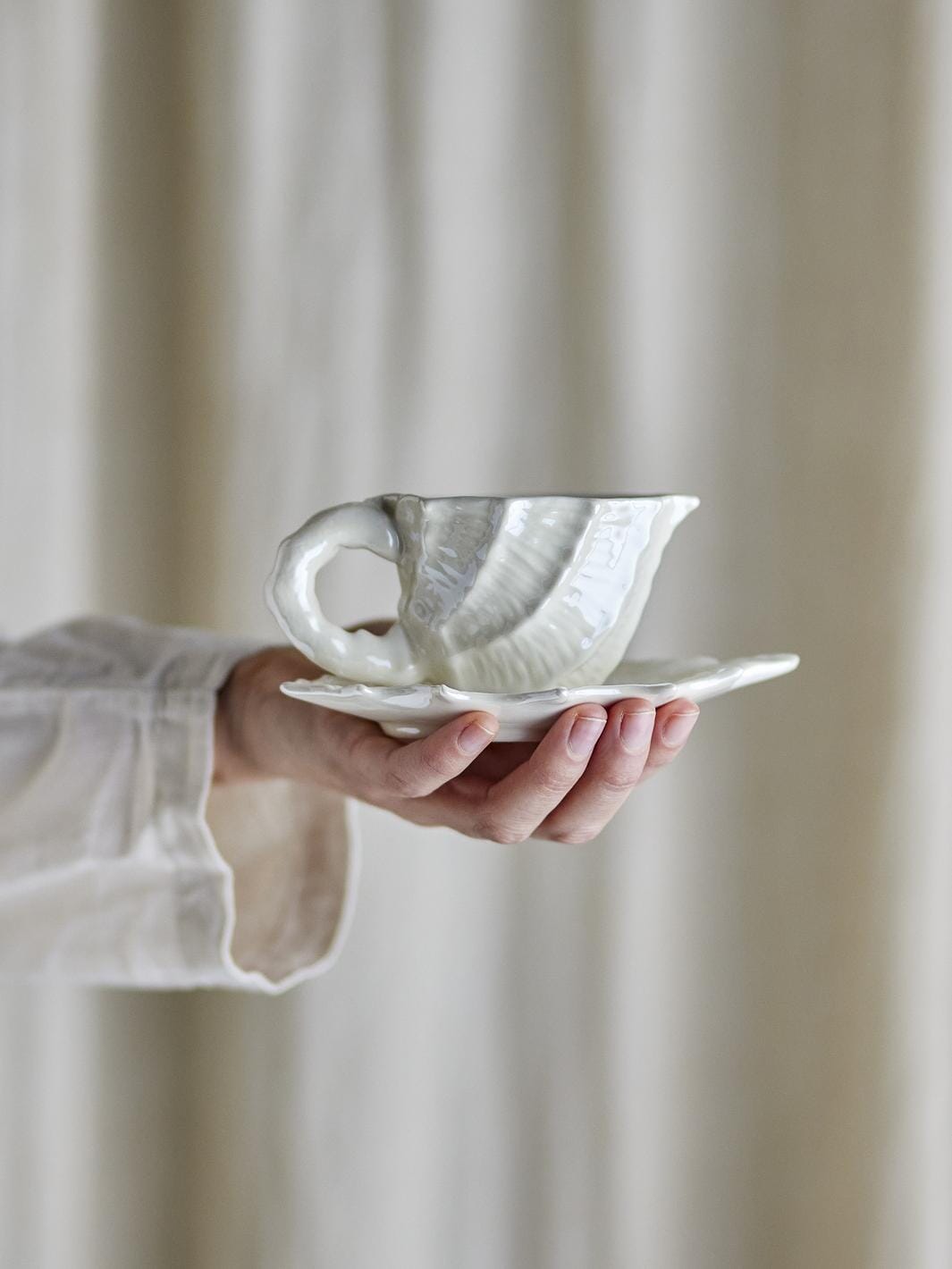 Bloomingville - Shellie Kop m/underkop, Hvid, Stentøj 82072685 - White