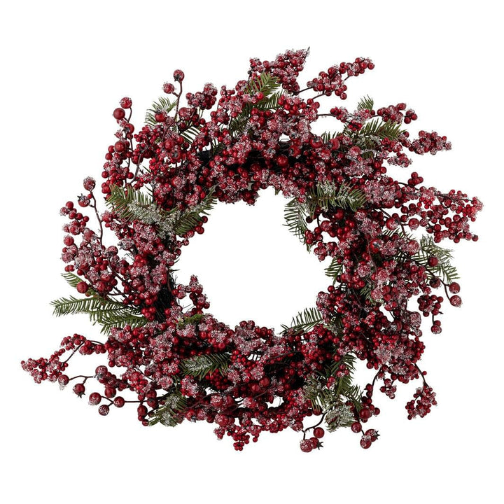 Bloomingville - Winter Berry Krans, Rød, Kunstige Blomster 82073066 - Red
