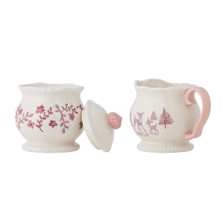 Bloomingville - Wonderland Flødekande & Sukkerskål, Rosa, Stentøj 82072937 - Rose