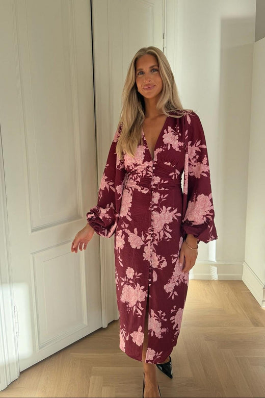 Byic - Adaic Long Dress A23983 - Bordeaux Pink Toile Print Kjoler 