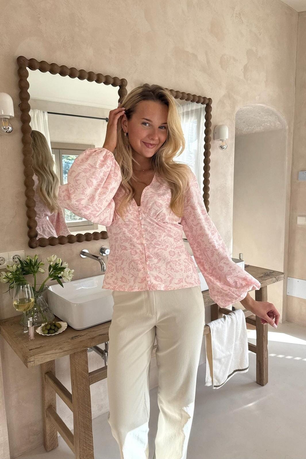 BYIC - Addyic Shirt A23946 - Light Pink Floral Skjorter 