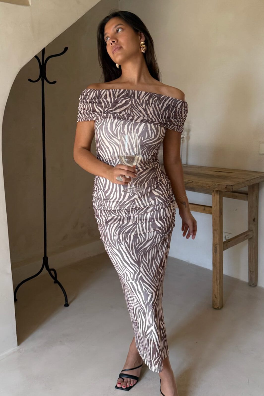 BYIC - Amiraic Mesh Dress A23964 - Brown Zebra