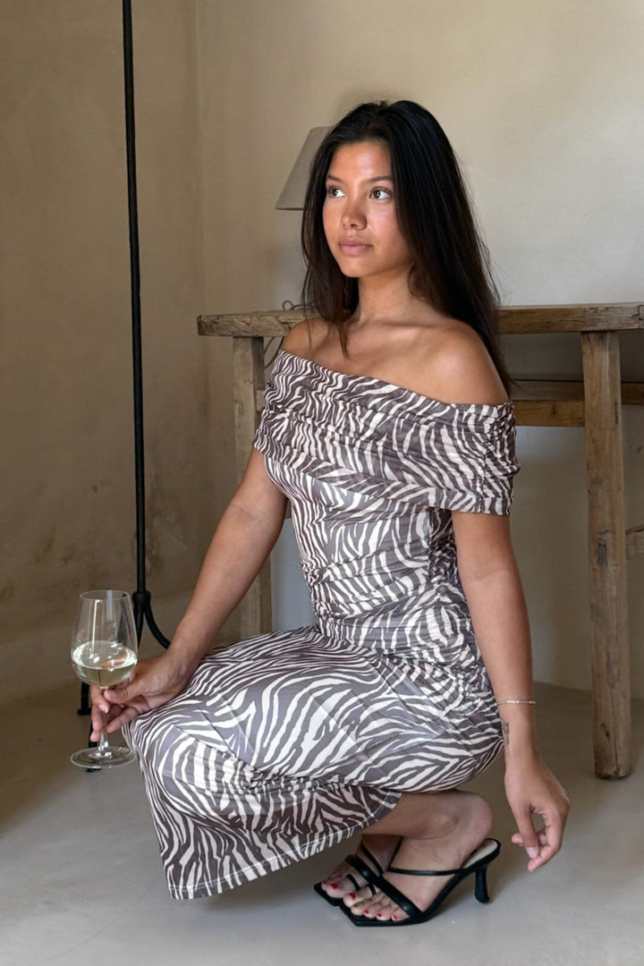 BYIC - Amiraic Mesh Dress A23964 - Brown Zebra