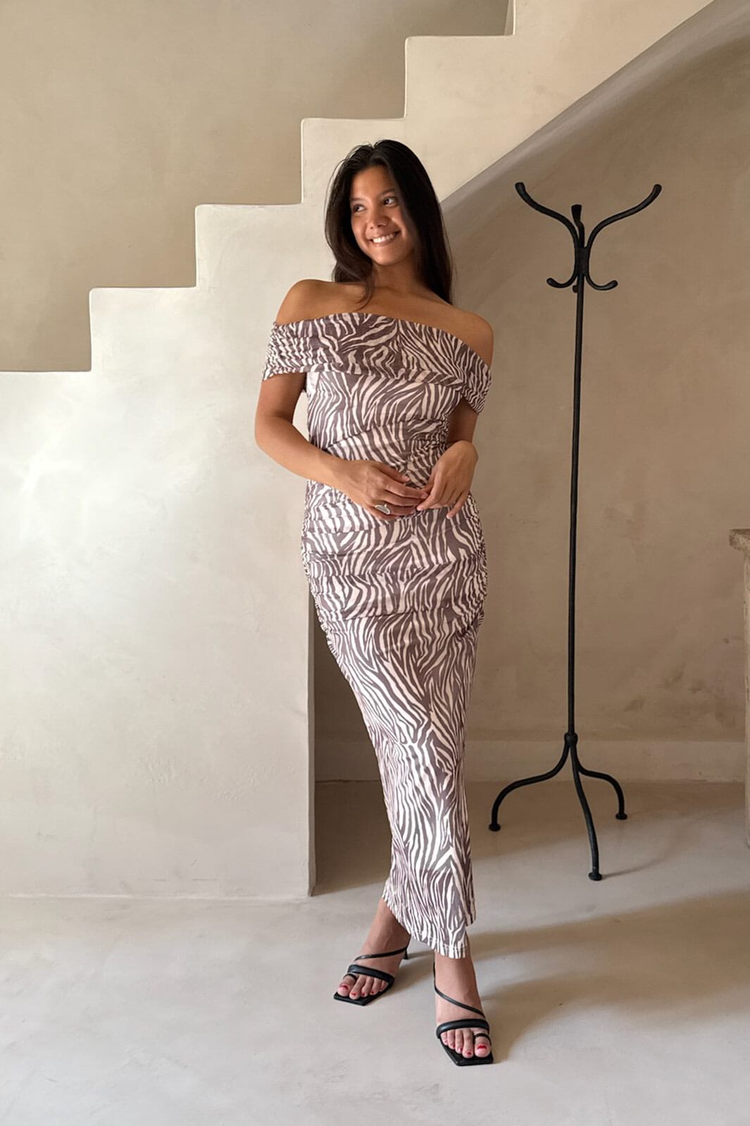 BYIC - Amiraic Mesh Dress A23964 - Brown Zebra