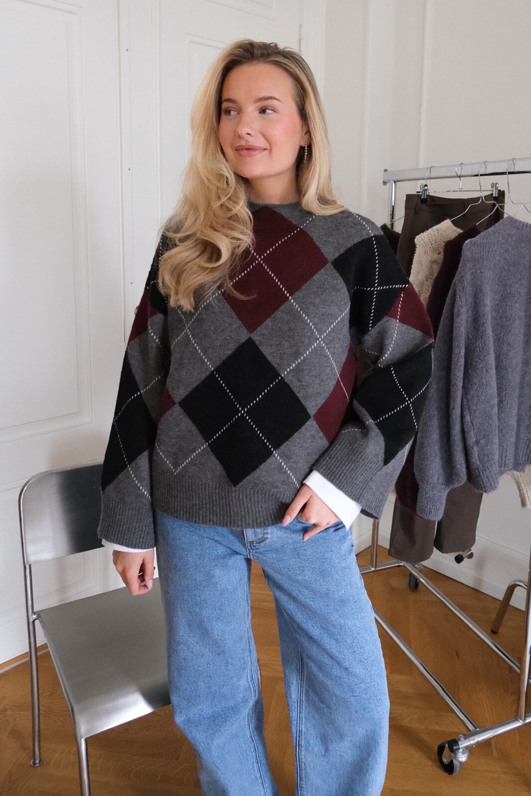 BYIC - Boletteic Pullover D078 - Grey Argyle