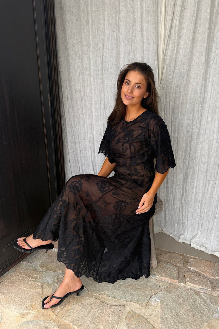 BYIC - Ellinoric Lace Long Dress - vb Vintage Black Kjoler 