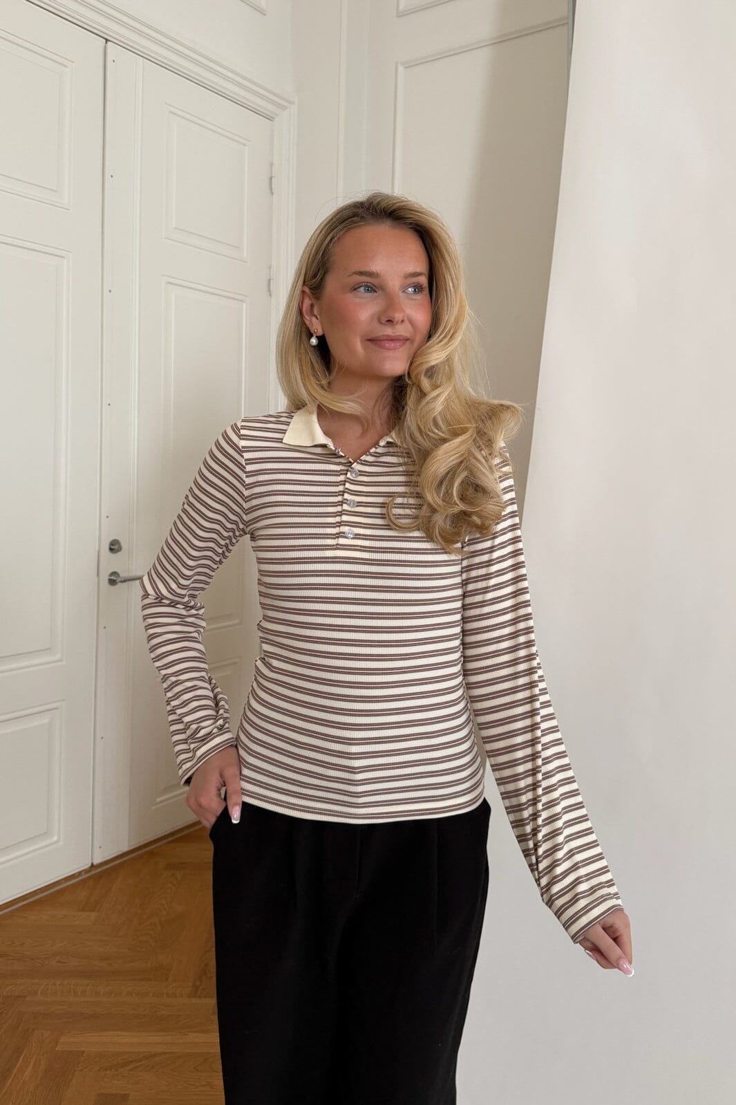 BYIC - Livaic Polo A23982 - White Brown Stripes