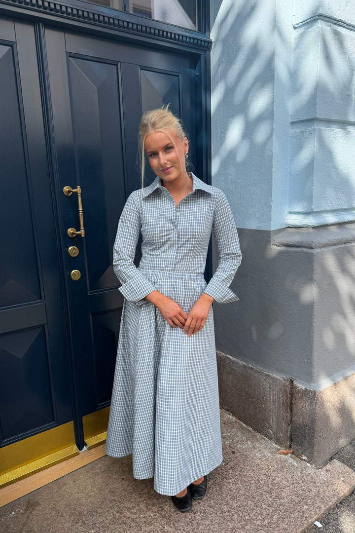 Byic - Milleic Long Skirt A25242 - Blue Checks Nederdele 