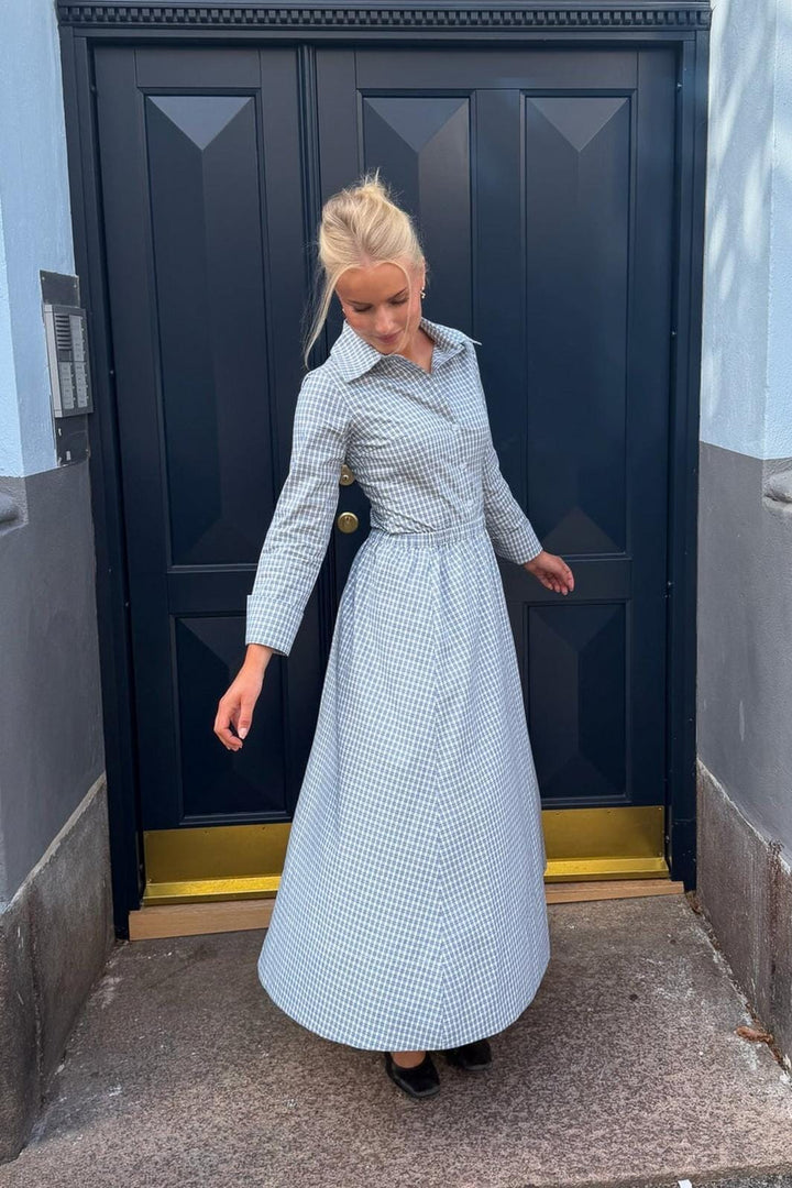 Byic - Milleic Long Skirt A25242 - Blue Checks Nederdele 