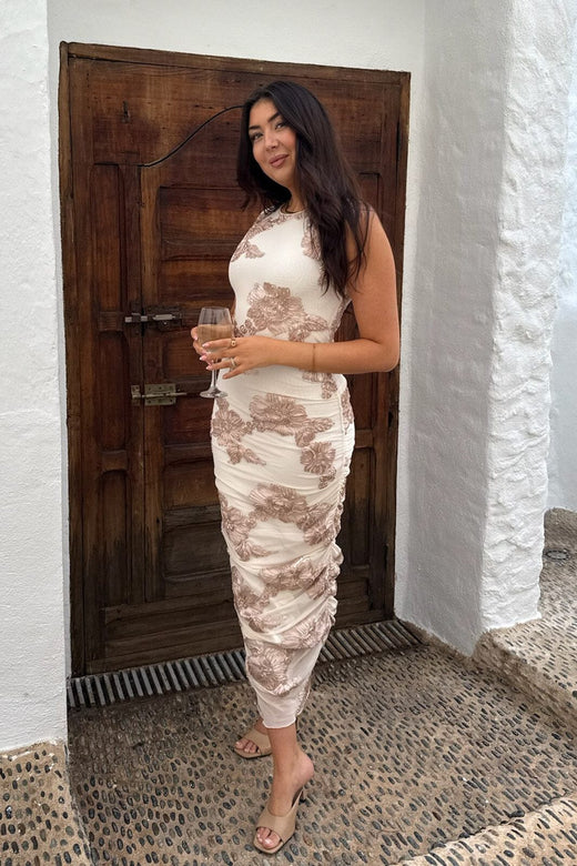 BYIC - Miraic Mesh Dress A23766 - Off White Beige Flower