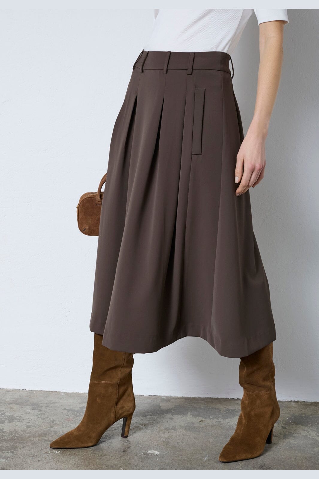 Co´Couture - Anyacc Midi Pleat Skirt 44040 - 83 - Mocca