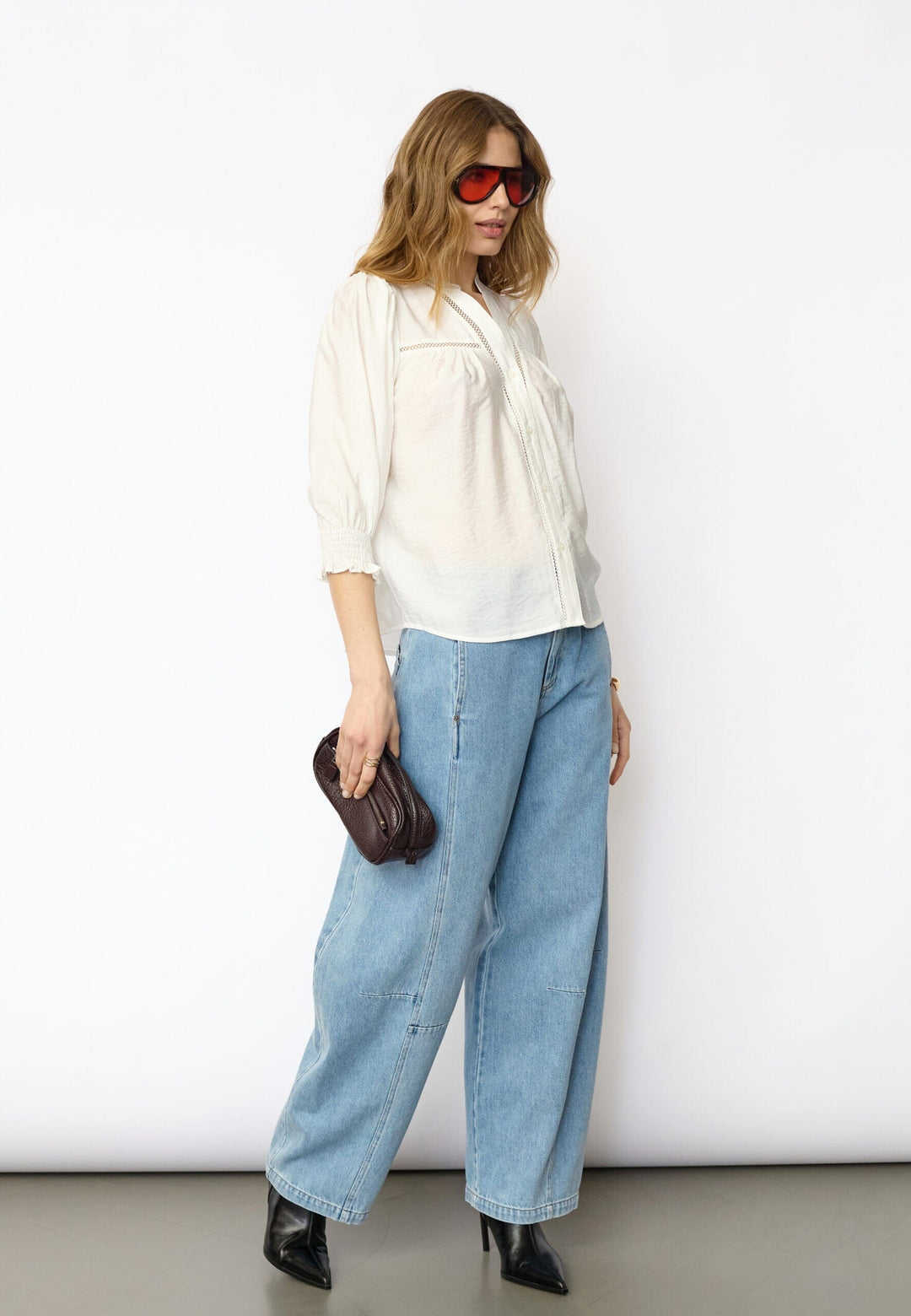 Co´Couture - Callumcc Lace Puff V-Shirt 45173 - 4000 - White Skjorter 