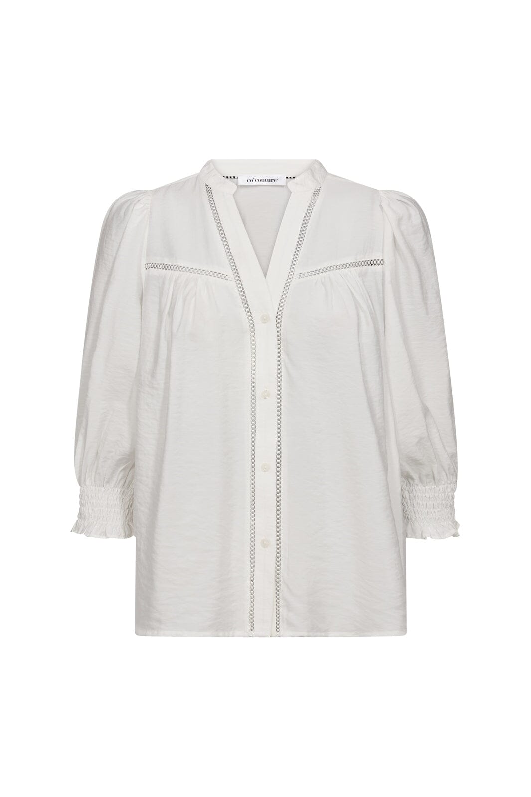 Co´Couture - Callumcc Lace Puff V-Shirt 45173 - 4000 - White