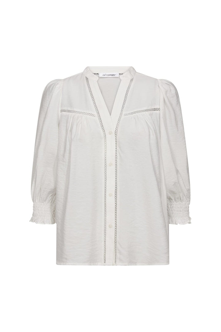 Co´Couture - Callumcc Lace Puff V-Shirt 45173 - 4000 - White